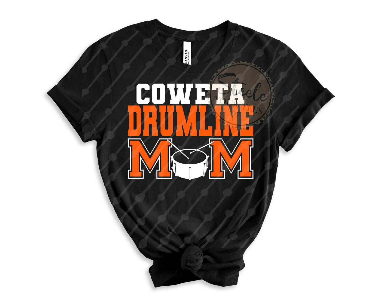 Coweta Drumline Mom Adult Tee (orange letters)