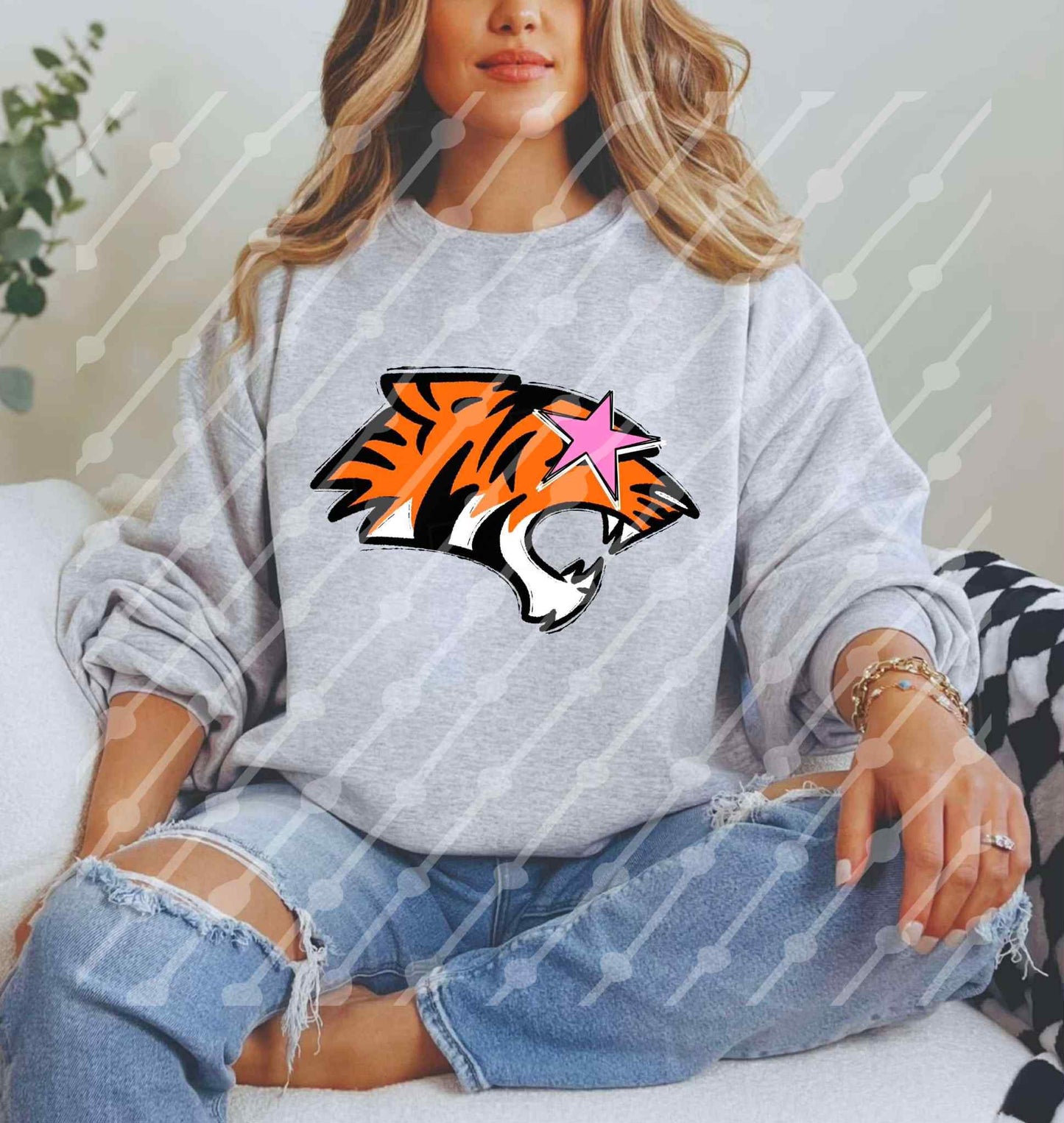Tigers Mascot Logo Pink Star Eye (all styles here)