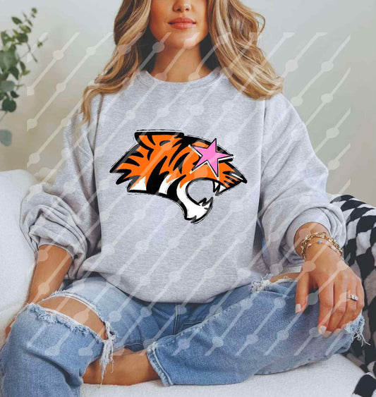 Tigers Mascot Logo Pink Star Eye (all styles here)