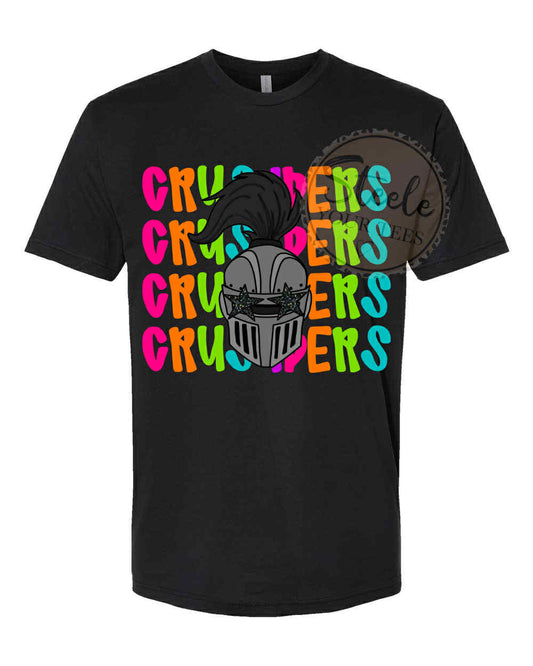 Crusaders Neon Stacked All Sizes Tee