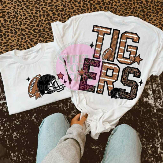 Tigers Patchwork Letters (front and back design) (Short Sleeve, Long Sleeve, Crewneck, Hoodie)