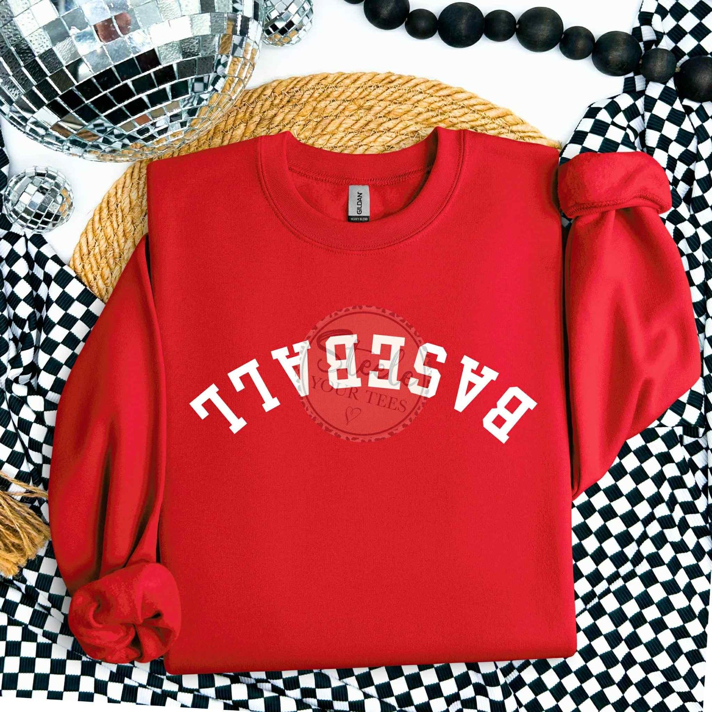 Baseball (white text - upside down) All Sizes Tee