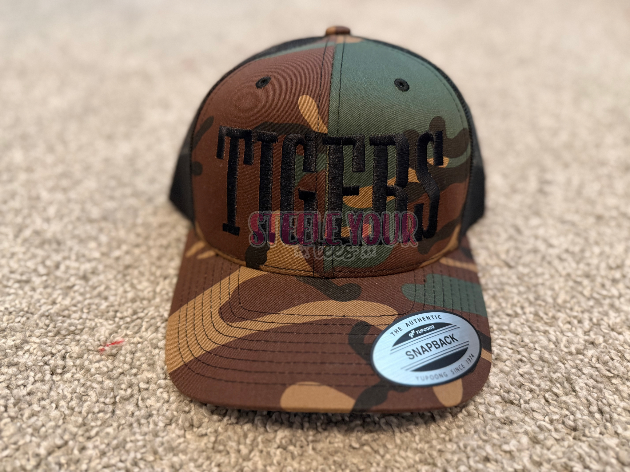 Camo Tigers Embroidered Snap Back Hat