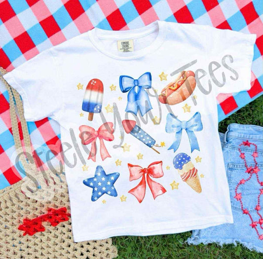 July 4th Coquette Toddler and Youth Tee