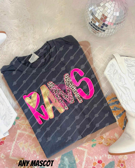Custom Mascot- Pink & Gold Tall Font-  All Sizes & Styles here!